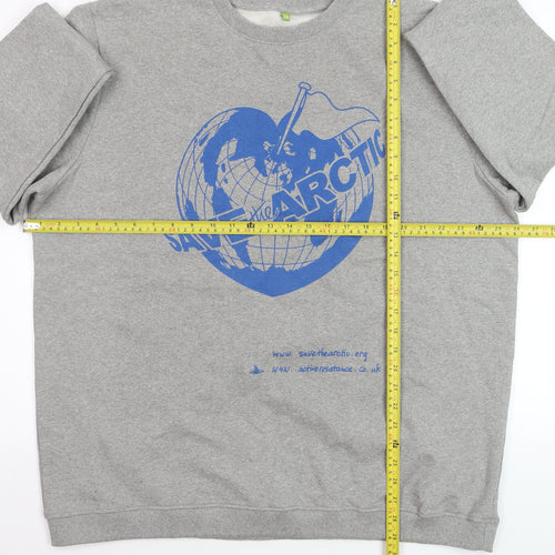Teemill Men's Grey Graphic Print Sweatshirt 2XL Organic Cotton Crew Neck