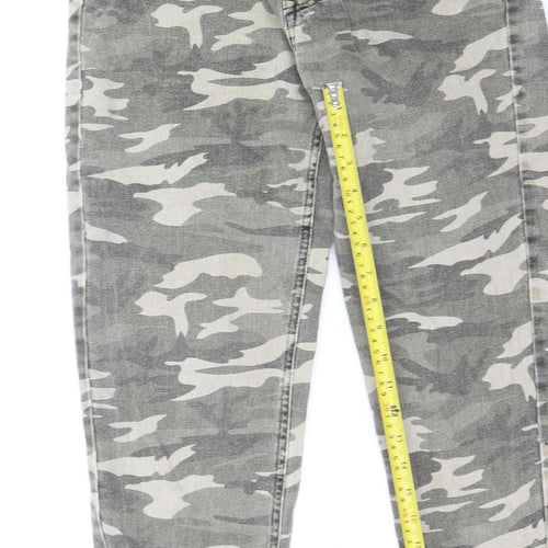 PULL&BEAR Women's Grey Camouflage High Rise Straight Jeans Size 10