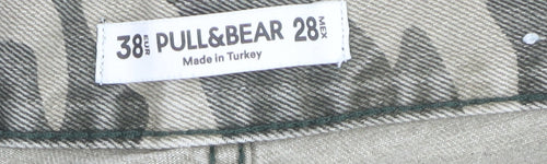 PULL&BEAR Women's Grey Camouflage High Rise Straight Jeans Size 10