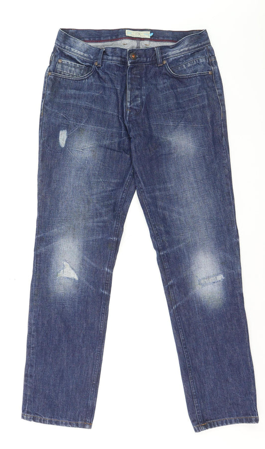 Next Men's Blue Slim Fit Straight Jeans 34W 31L Cotton Denim