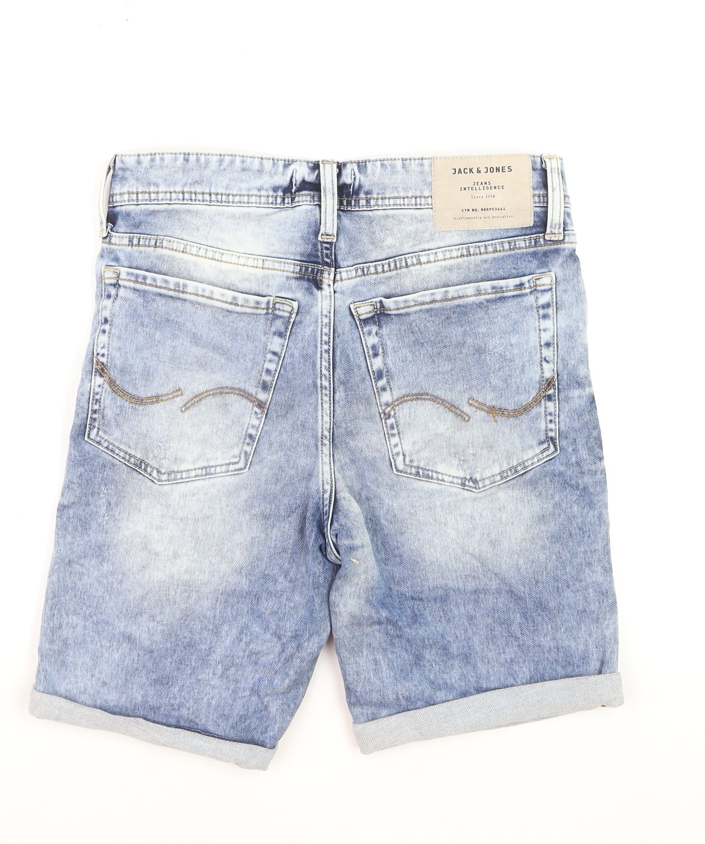 Jack & Jones Men's Blue Regular Fit Distressed Denim Shorts Size S