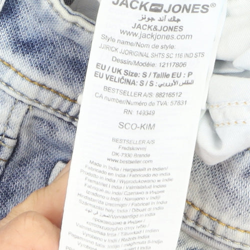Jack & Jones Men's Blue Regular Fit Distressed Denim Shorts Size S