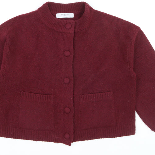 Primark Womens Burgundy Cardigan M Wool Blend Button Front Jumper
