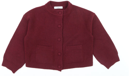 Primark Womens Burgundy Cardigan M Wool Blend Button Front Jumper