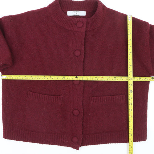 Primark Womens Burgundy Cardigan M Wool Blend Button Front Jumper