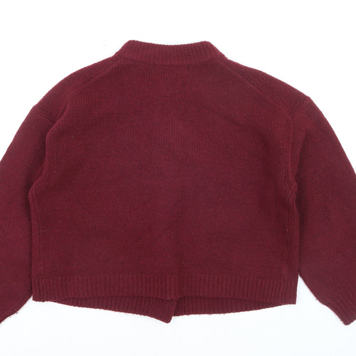 Primark Womens Burgundy Cardigan M Wool Blend Button Front Jumper