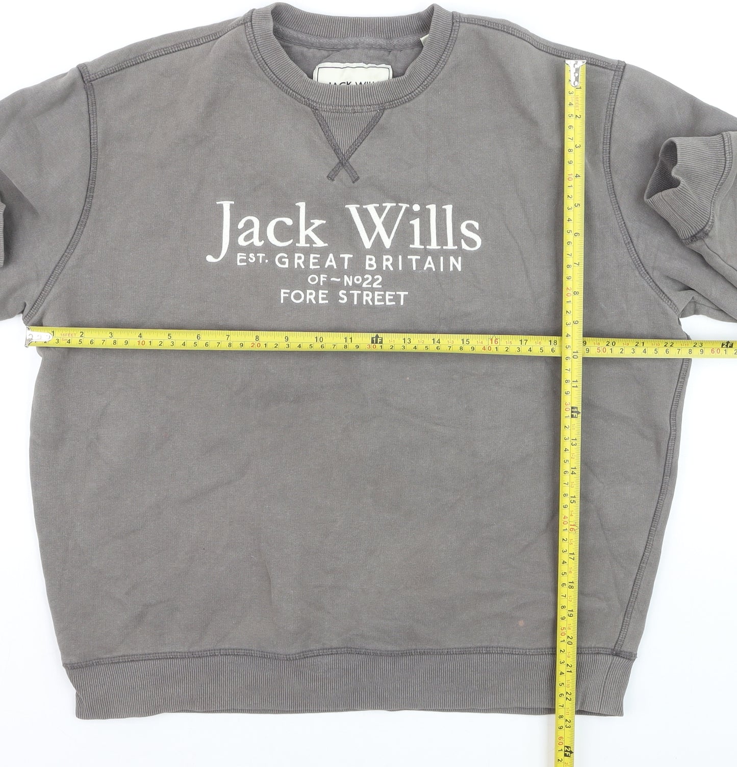 Jack Wills Womens Grey Logo Pullover Sweatshirt L Cotton Blend