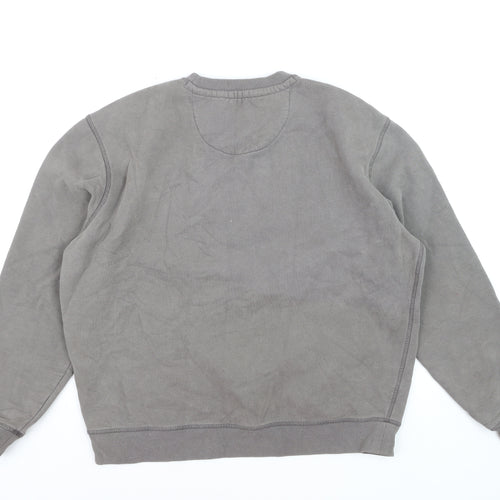 Jack Wills Womens Grey Logo Pullover Sweatshirt L Cotton Blend