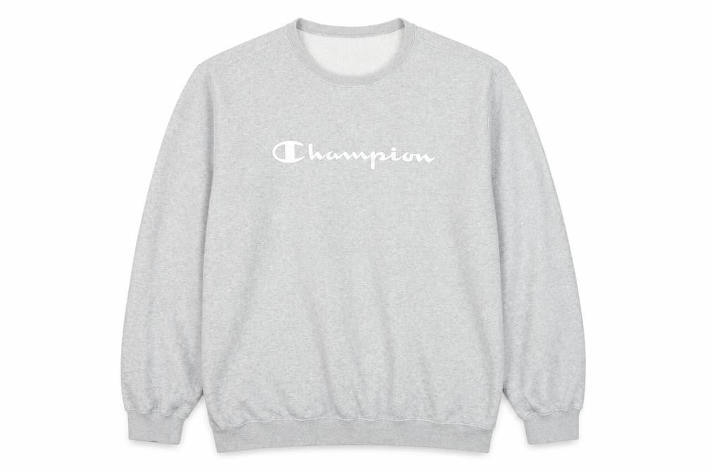 Front view of Champion Men's Grey 2XL Crew Neck Pullover Sweatshirt
