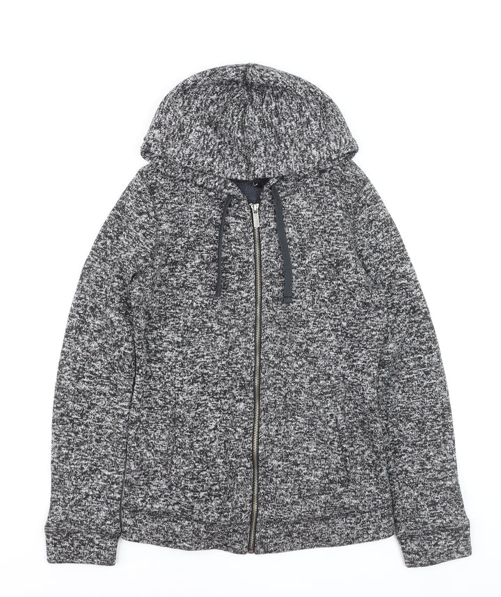 Next Women Grey Size 6 Hooded Knit Full Zip Activewear Jacket