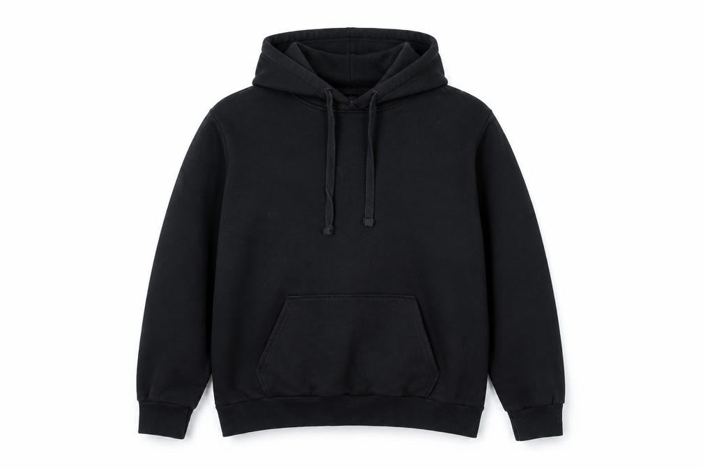Front view of DIVIDED Men’s Black Pullover Hoodie L Fleece Cotton Blend