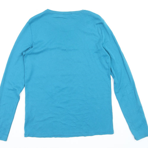 United Colors of Benetton Women's Blue Long Sleeve Cotton T-Shirt L