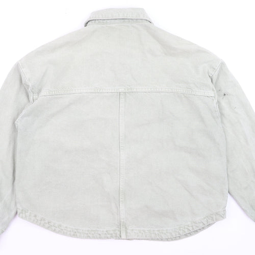 Zara Women Green Cotton Twill Button-Up Casual Jacket M