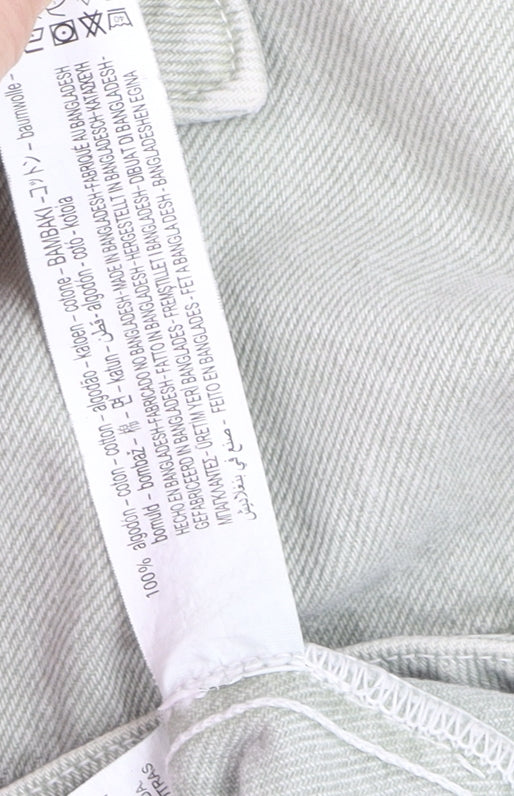 Zara Women Green Cotton Twill Button-Up Casual Jacket M