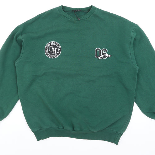 Boohoo Women's Green Crew Neck Pullover Sweatshirt XS Casual