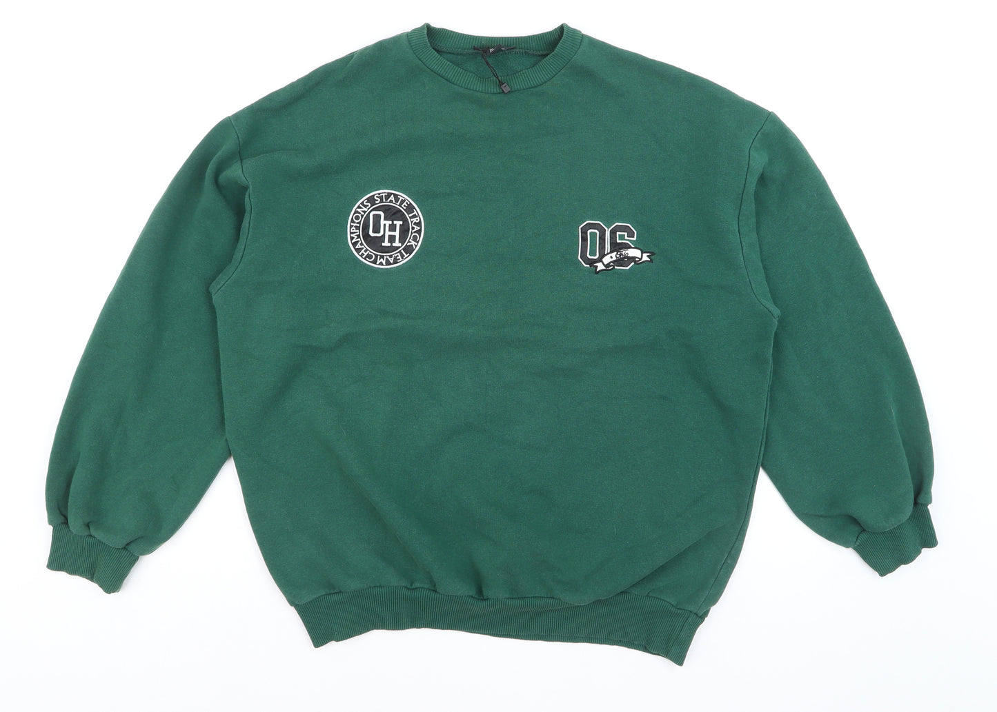 Boohoo Women's Green Crew Neck Pullover Sweatshirt XS Casual