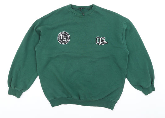 Boohoo Women's Green Crew Neck Pullover Sweatshirt XS Casual