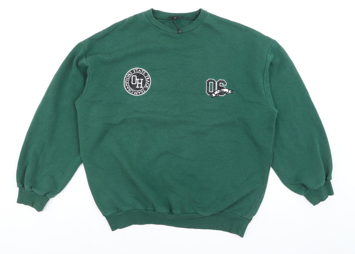 Boohoo Women's Green Crew Neck Pullover Sweatshirt XS Casual