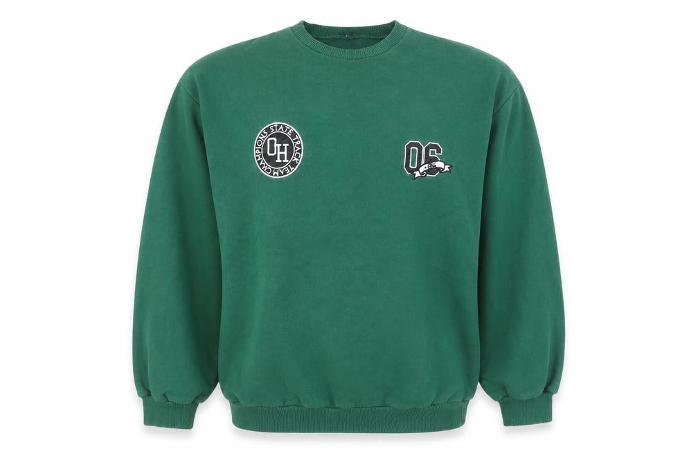 Front view of Boohoo Women's Green Crew Neck Pullover Sweatshirt XS Casual