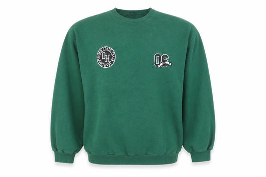 Front view of Boohoo Women's Green Crew Neck Pullover Sweatshirt XS Casual