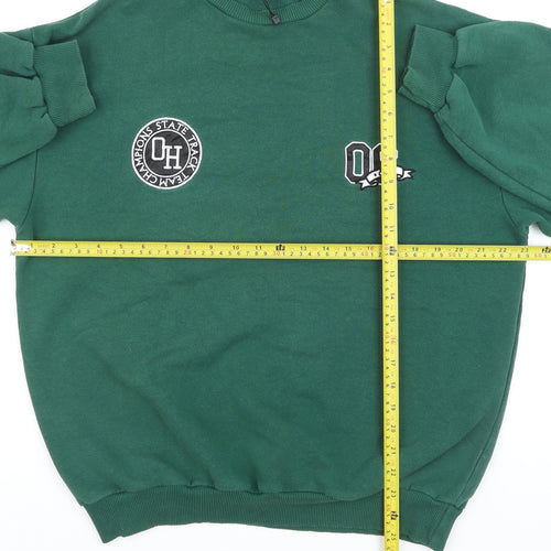 Boohoo Women's Green Crew Neck Pullover Sweatshirt XS Casual