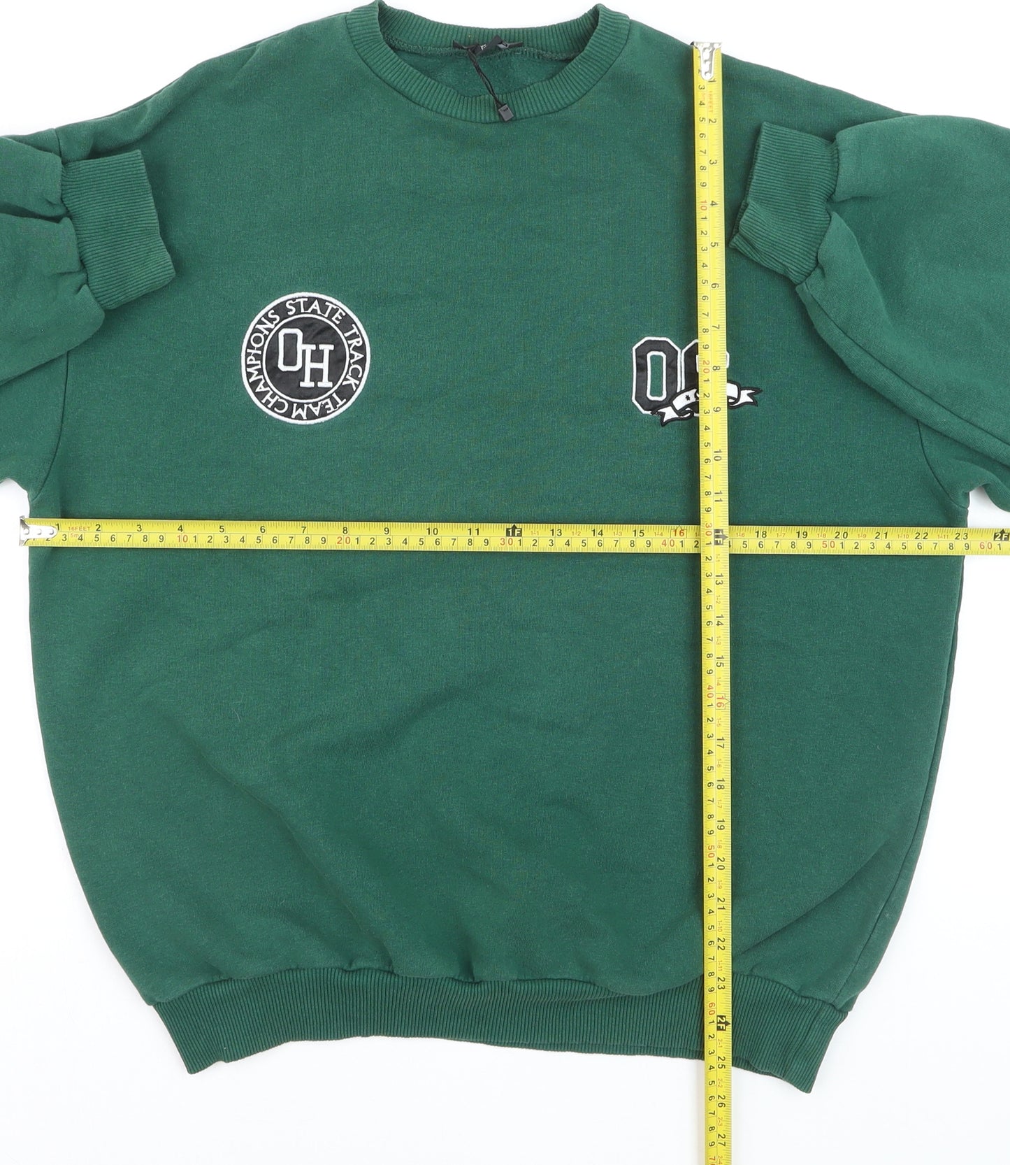 Boohoo Women's Green Crew Neck Pullover Sweatshirt XS Casual