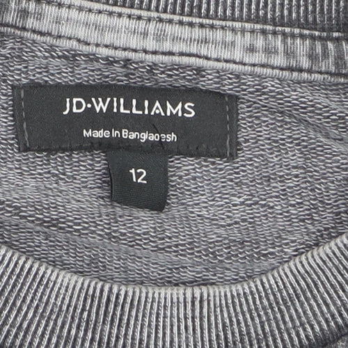 JD Williams Women Grey Cotton Sweatshirt Size 12 Crew Neck Pullover