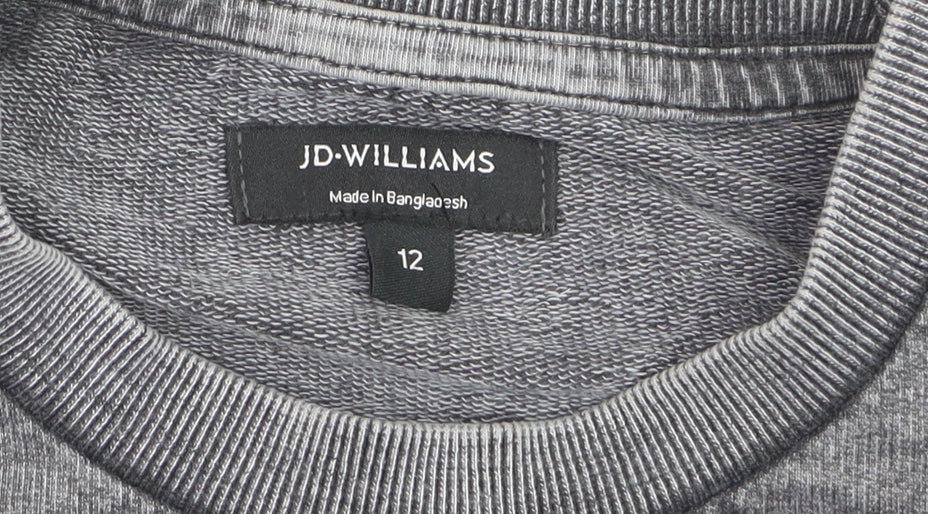 JD Williams Women Grey Cotton Sweatshirt Size 12 Crew Neck Pullover