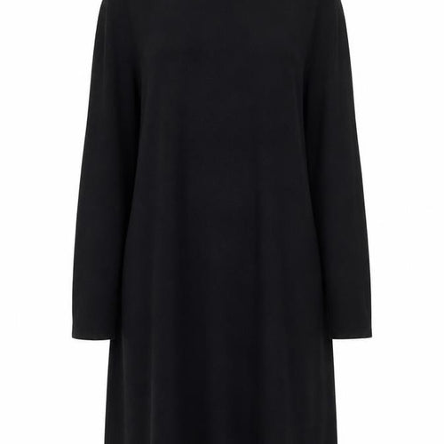 Pieces Women Black Shift Knit Dress L Long Sleeve High Neck