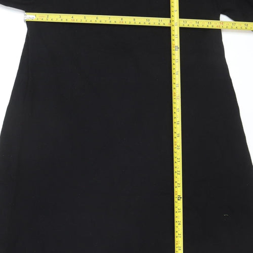 Pieces Women Black Shift Knit Dress L Long Sleeve High Neck