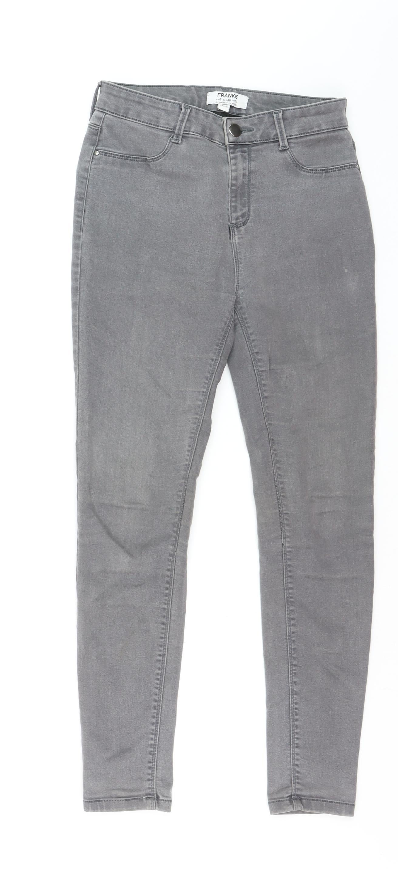 Dorothy Perkins FRANKIE Women's Grey Size 10 Skinny Jeans