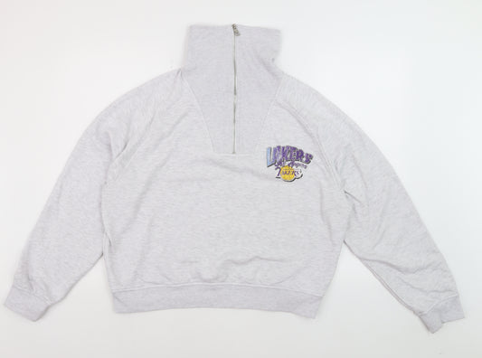 NBA Los Angeles Lakers Grey 1/4 Zip Sweatshirt Women M Regular Fit