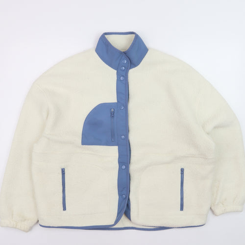 Dunnes Women Ivory Blue Fleece Basic Jacket Size M