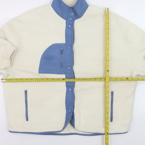 Dunnes Women Ivory Blue Fleece Basic Jacket Size M