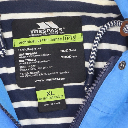 Trespass Womens Blue Waterproof Hooded Rain Jacket Size XL