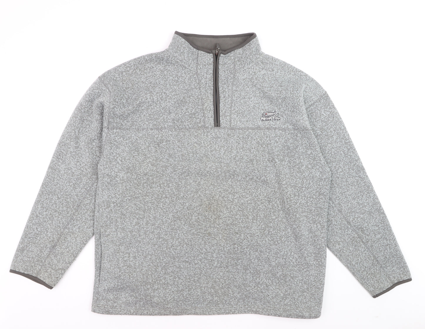 Weird Fish Men's Grey XL 1/4 Zip Fleece Sweatshirt Pullover