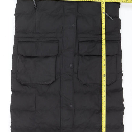 Superdry Women's Black Long Puffer Parka Coat UK 10 Hooded Winter