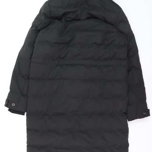Superdry Women's Black Long Puffer Parka Coat UK 10 Hooded Winter