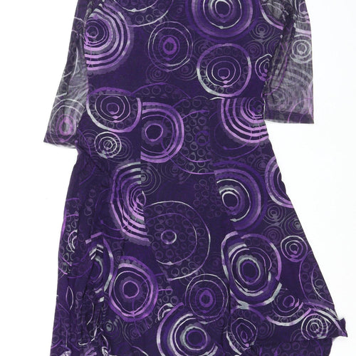 Aria Womens Purple Geometric Fit & Flare Midi Dress Size 16