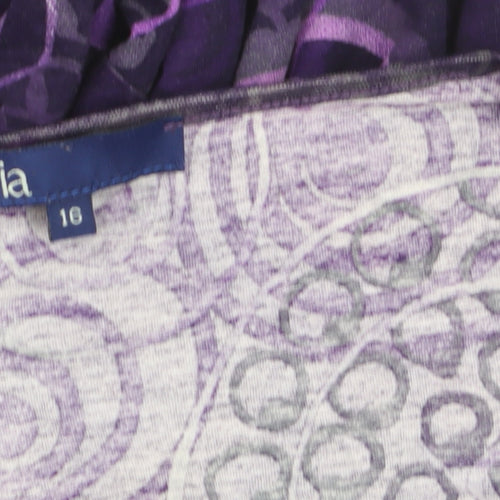 Aria Womens Purple Geometric Fit & Flare Midi Dress Size 16