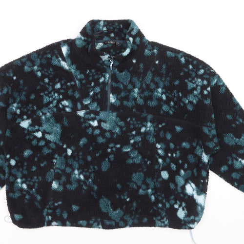 Dunnes Women Blue Tie Dye Fleece 1/4 Zip Active Jacket XL