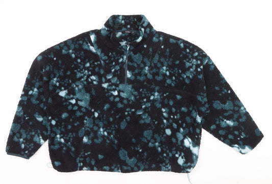 Dunnes Women Blue Tie Dye Fleece 1/4 Zip Active Jacket XL