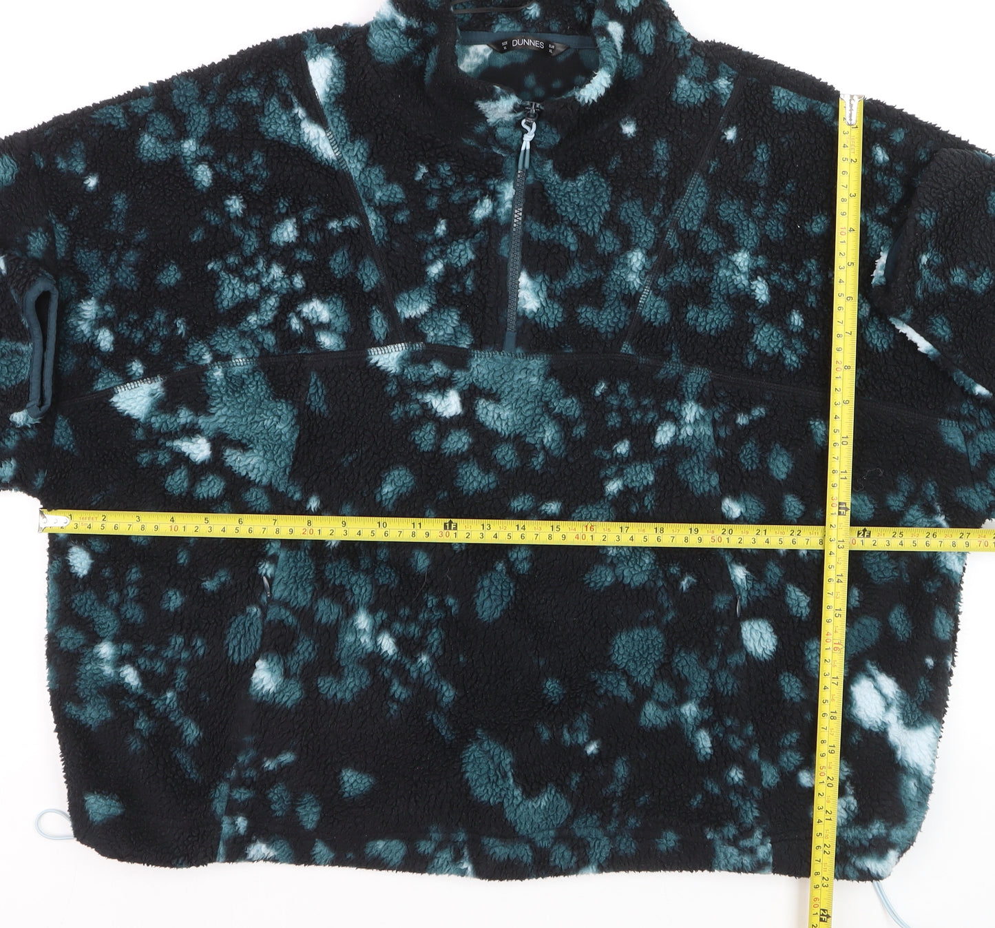 Dunnes Women Blue Tie Dye Fleece 1/4 Zip Active Jacket XL