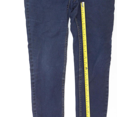 Pieces Womens Blue High Rise Jegging Jeans Size L Slim Fit Stretch Denim