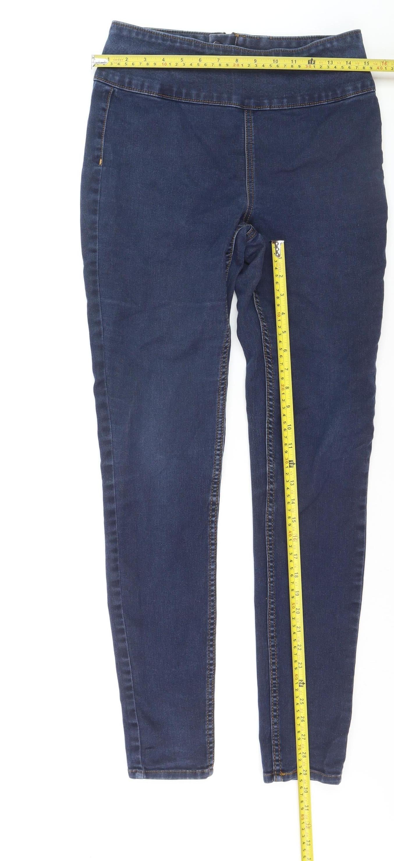 Pieces Womens Blue High Rise Jegging Jeans Size L Slim Fit Stretch Denim