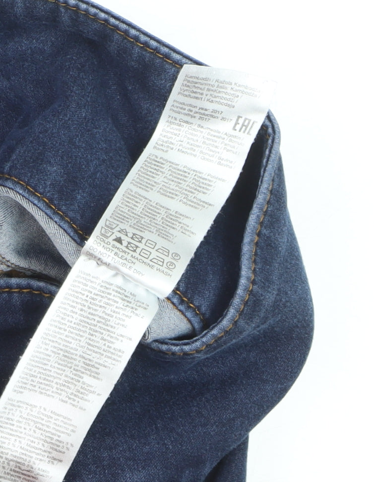 Pieces Womens Blue High Rise Jegging Jeans Size L Slim Fit Stretch Denim