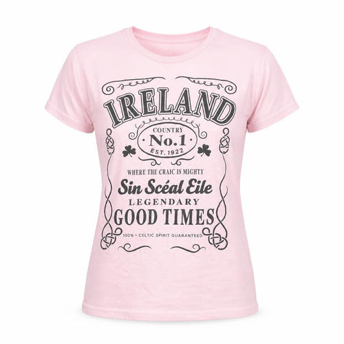 Shotshirt Ireland Pink Supersoft Cotton Girls T-Shirt Small Graphic Print
