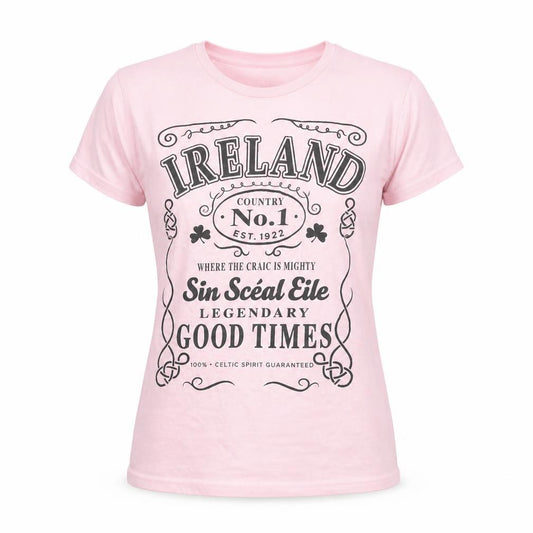 Shotshirt Ireland Pink Supersoft Cotton Girls T-Shirt Small Graphic Print