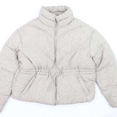 Boohoo Women’s Beige Puffer Jacket Size 10 Short Winter Coat