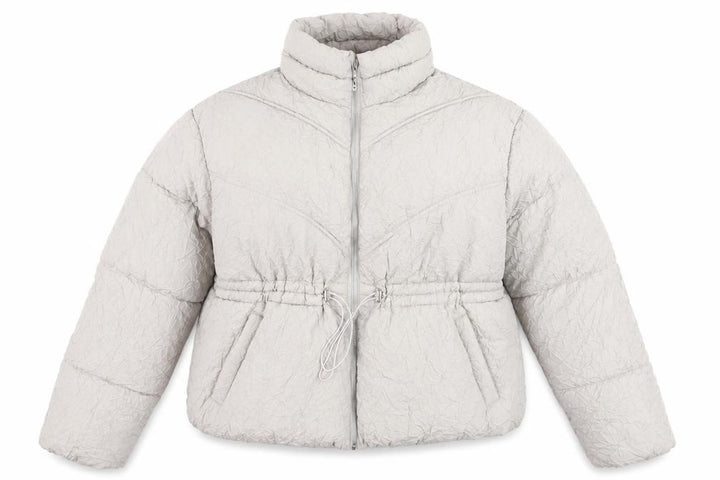 Boohoo Women’s Beige Puffer Jacket Size 10 Short Winter Coat